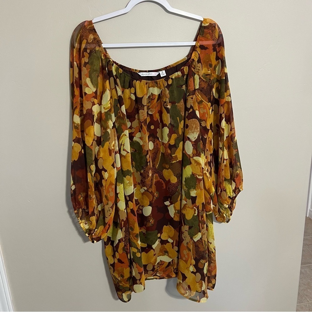 Isaac Mizrahi Live Watercolor Fall Print Top size 3X - Picture 2 of 8